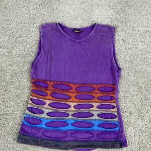 Purple Cutout Gradient Cotton Tank Top